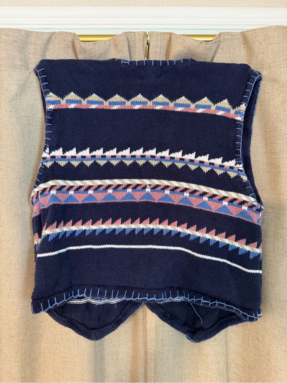 Navy Aztec Patterned Button-Front Knit Vest - Picture 3 of 7
